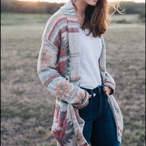 Faherty Lodge Cardigan Sweater Aztec Print